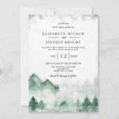 水の色素朴山松冬の結婚式 招待状 (正面)