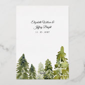 水の色素朴山松冬の結婚式 箔招待状 (裏面)