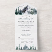 水の色素朴山林の冬の結婚式 オールインワン招待状 (内側)