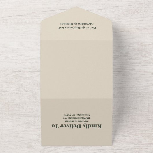 水の色素朴山林の冬の結婚式 オールインワン招待状 (外側)