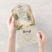 水の色素朴山林の冬の結婚式 オールインワン招待状 (貼ってはがせる)