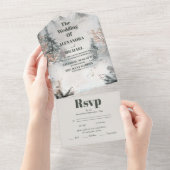 水の色素朴山林の冬の結婚式 オールインワン招待状 (貼ってはがせる)