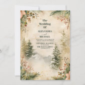 水の色素朴山林の冬の結婚式 招待状 (正面)