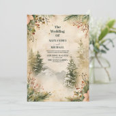 水の色素朴山林の冬の結婚式 招待状 (スタンド正面)