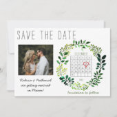 水の色素朴日付カレンダーのハートを保存 案内状 (正面)