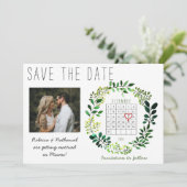 水の色素朴日付カレンダーのハートを保存 案内状 (スタンド正面)