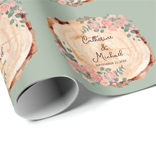 水の色素朴木切りセージ緑 ラッピングペーパー (ロールコーナー)