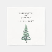 水の色素朴松の森の冬の結婚式ナプク スタンダードカクテルナプキン (正面)