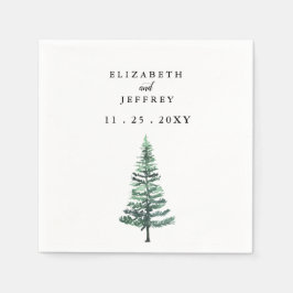 水の色素朴松の森の冬の結婚式ナプク スタンダードカクテルナプキン