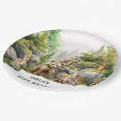 水の色素朴森林動物の赤ちゃんシャワー ペーパープレート (アングル)