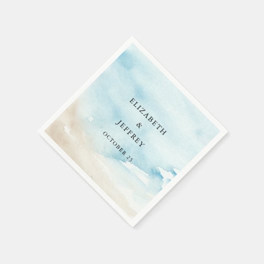 水の色素朴海シーサマービーチ結婚式 スタンダードカクテルナプキン (角)