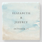 水の色素朴海シーサマービーチ結婚式 ストーンコースター (正面)