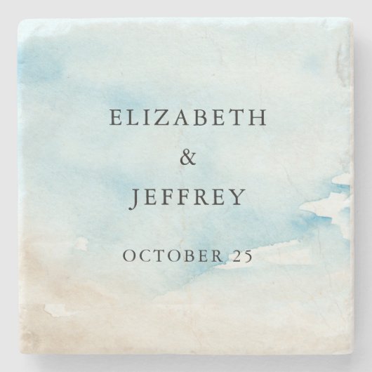 水の色素朴海シーサマービーチ結婚式 ストーンコースター (正面)