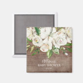 水の色素朴白のバラのシャワー好み磁石 マグネット (正面/裏面)