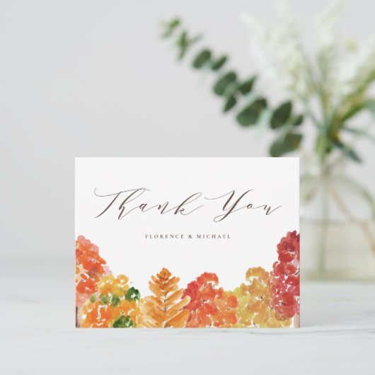 水の色素朴秋の森秋ありがとう ポストカード (スタンド正面)