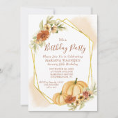 水の色素朴秋カボチャ誕生日パーティー 招待状 (正面)