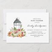 水の色素朴秋ハーベストランタンベビーシャワー 招待状 (正面)