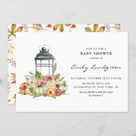 水の色素朴秋ハーベストランタンベビーシャワー 招待状