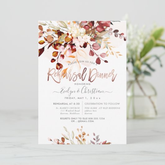 水の色素朴秋ユーカリのリハーサルディナー 招待状 (スタンド正面)