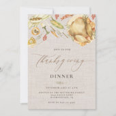 水の色素朴秋七面鳥感謝祭ディナー 招待状 (正面)