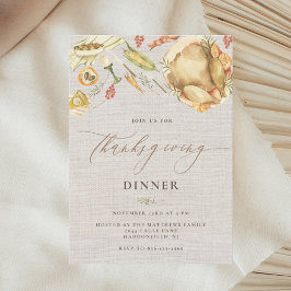 水の色素朴秋七面鳥感謝祭ディナー 招待状
