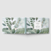 水の色素朴緑のセージ結婚のゲストブック ゲストブック (全面)