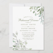 水の色素朴緑のフローラリハーサルディナー 招待状 (正面)