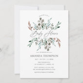 水の色素朴緑の冬の赤ちゃんシャワー 招待状 (正面)