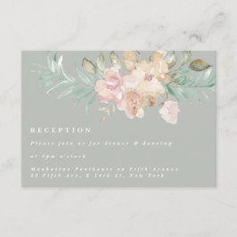 水の色素朴花模様セージ緑披露宴 エンクロージャーカード