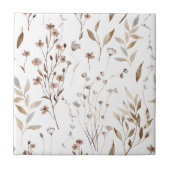 水の色素朴茶色の冬フローラ植物学 タイル (正面)