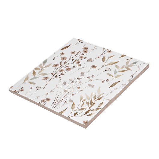 水の色素朴茶色の冬フローラ植物学 タイル (側面)