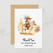 水の色素朴西カウボーイ赤ちゃんシャワー サンキューカード (正面/裏面)