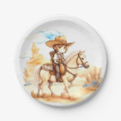 水の色素朴西カウボーイ赤ちゃんシャワー ペーパープレート (正面)