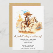 水の色素朴西カウボーイ赤ちゃんシャワー 招待状 (正面/裏面)