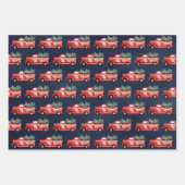 水の色素朴赤クリスマストラック ラッピングペーパーシート (正面3)