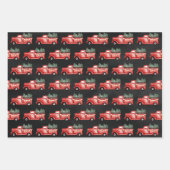 水の色素朴赤クリスマストラック ラッピングペーパーシート (正面2)