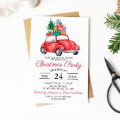 水の色素朴赤トラックのクリスマスパーティー 招待状