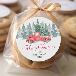 水の色素朴赤トラックのクリスマス休暇 ラウンドシール