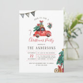 水の色素朴車クリスマスツリーホリデーパーティー 招待状 (スタンド正面)
