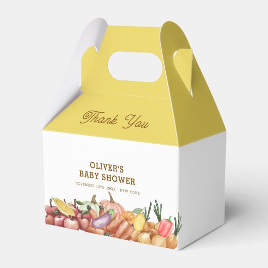 水の色素朴野菜フルーツ赤ちゃんシャワー フェイバーボックス (正面サイド)