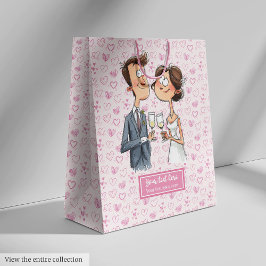 水の色結婚のカップル抱き枕ユーモア予測できな ミディアムペーパーバッグ