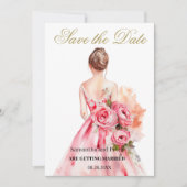 水の色結婚のガウン金ゴールド日付を保存 セーブザデート (正面)