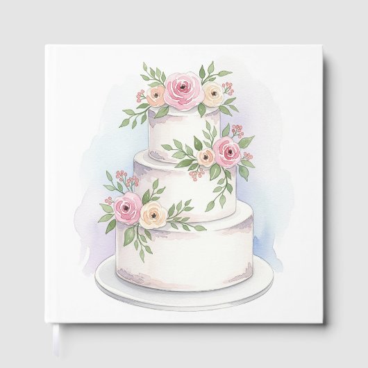水の色結婚のケーキ結婚式の日ゲストブック ゲストブック (正面)