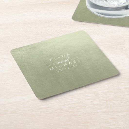 水の色結婚のセージ緑ID786平方紙C スクエアペーパーコースター (アングル)