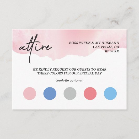 水の色結婚のドレスコード エンクロージャーカード (正面)