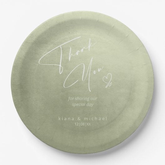 水の色結婚の感謝Sage Green ID786 ペーパープレート (正面)
