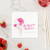 水の色結婚野生の花ピンクの紙ナプキン スタンダードカクテルナプキン (インサイチュ)