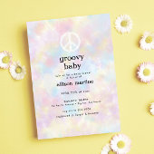 水の色絞り染めピースヒッピー赤ちゃんシャワー 招待状