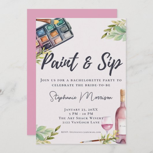 水の色絵を描と園芸バチェロレッテ 招待状 (正面/裏面)