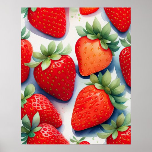 水の色絵を描のイチゴ ポスター (正面)